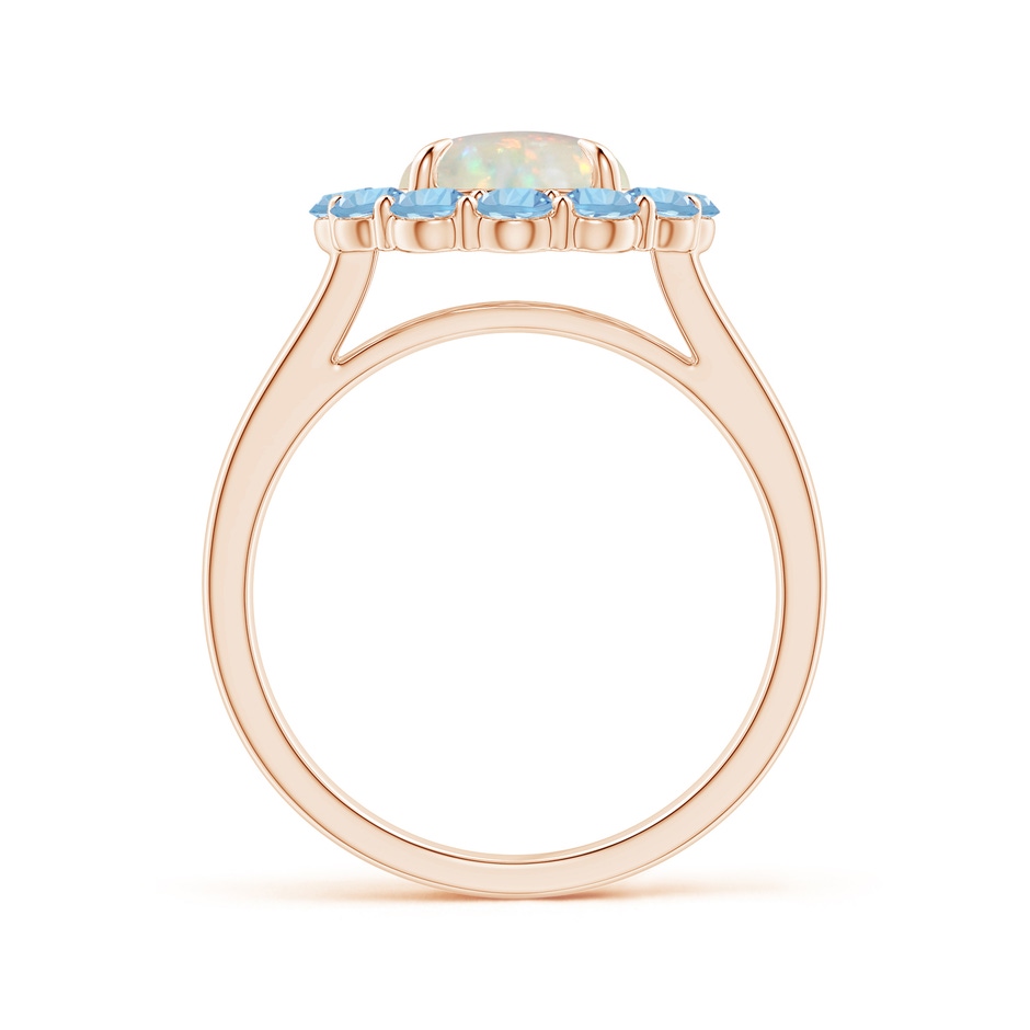 8mm AAA Opal & Aquamarine Floral Halo Cocktail Ring in Rose Gold side 199