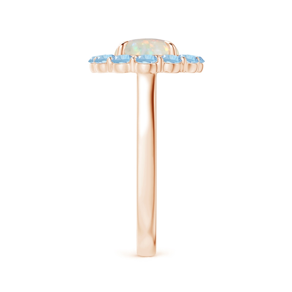 8mm AAA Opal & Aquamarine Floral Halo Cocktail Ring in Rose Gold side 299