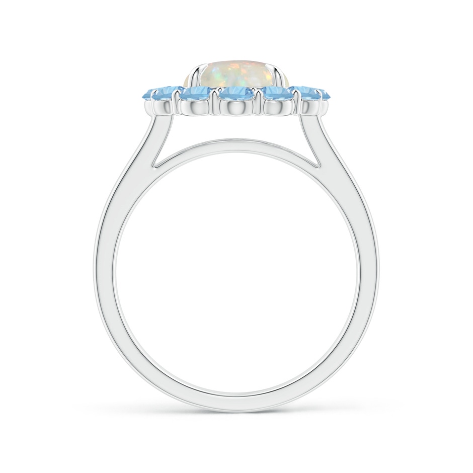 8mm AAA Opal & Aquamarine Floral Halo Cocktail Ring in White Gold side 199