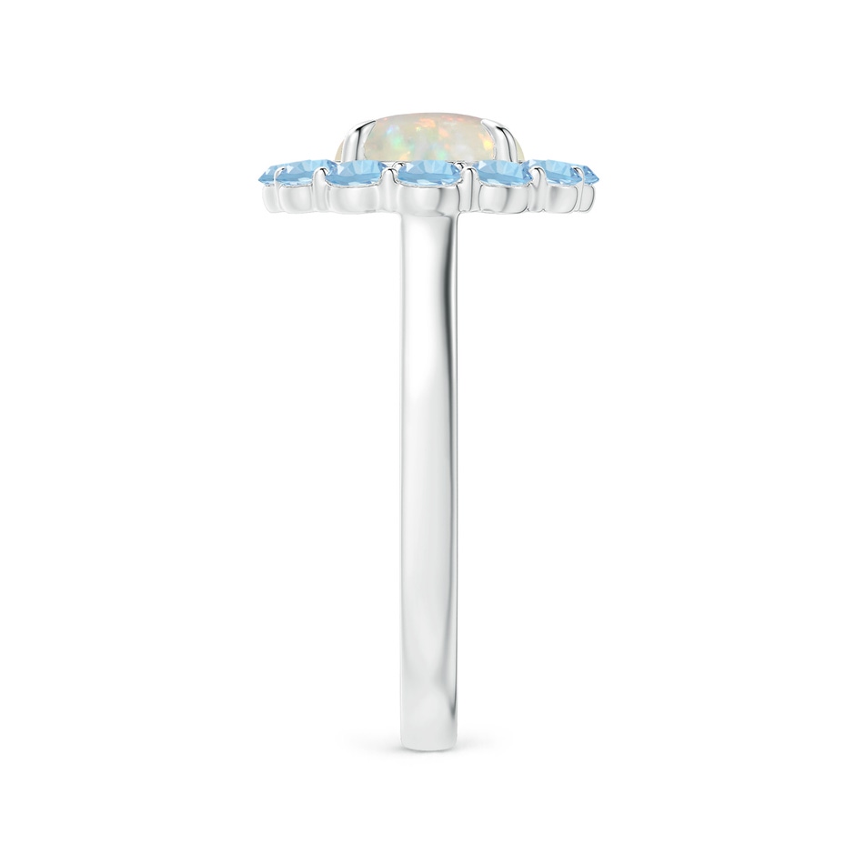 8mm AAA Opal & Aquamarine Floral Halo Cocktail Ring in White Gold side 299