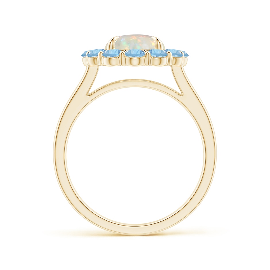 8mm AAA Opal & Aquamarine Floral Halo Cocktail Ring in Yellow Gold side 199