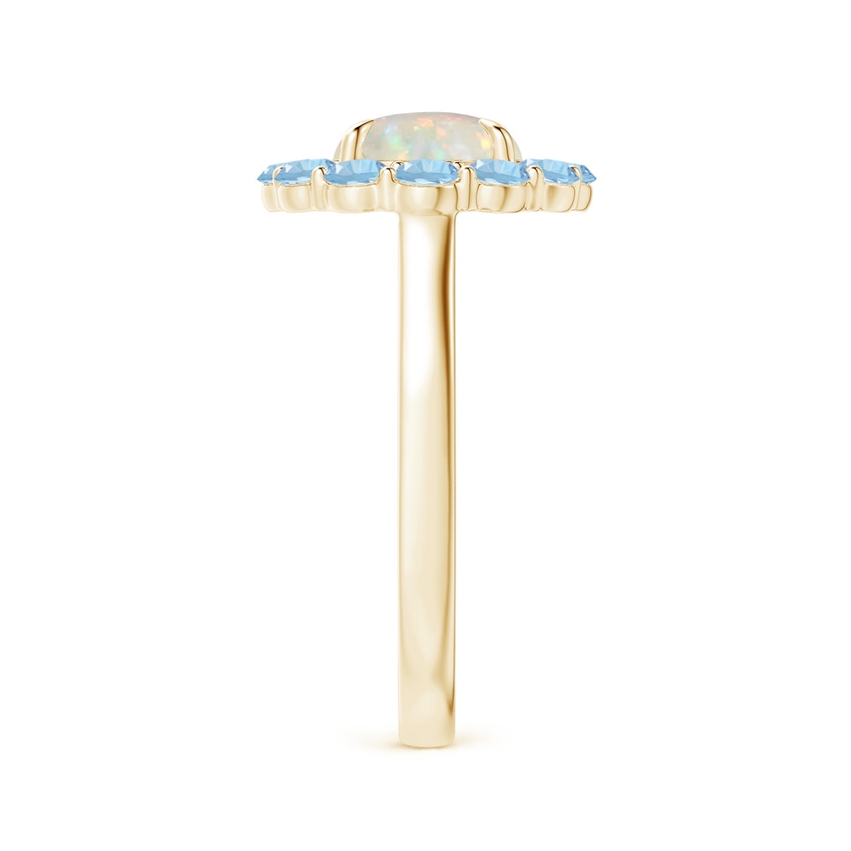 8mm AAA Opal & Aquamarine Floral Halo Cocktail Ring in Yellow Gold side 299