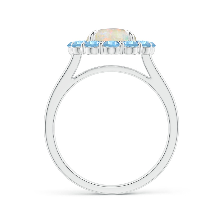 8mm AAAA Opal & Aquamarine Floral Halo Cocktail Ring in White Gold side 199