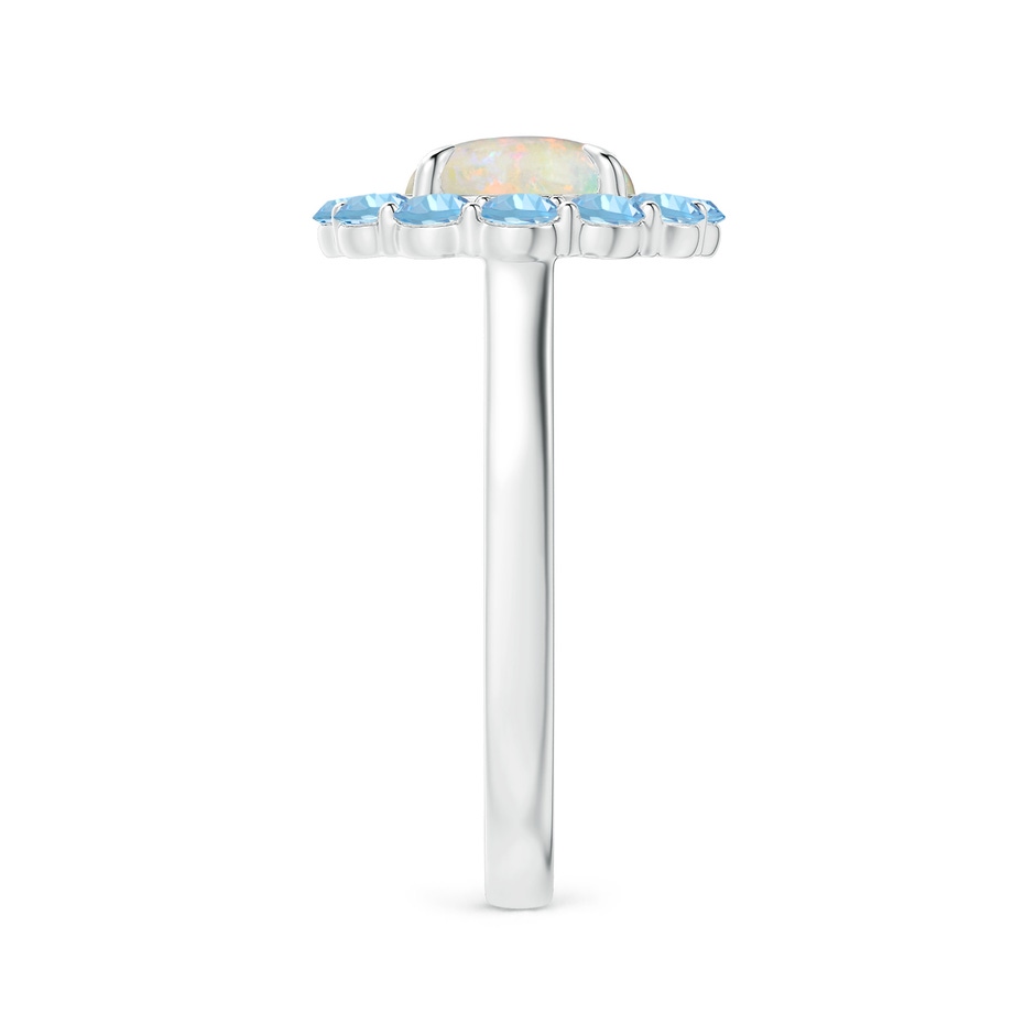 8mm AAAA Opal & Aquamarine Floral Halo Cocktail Ring in White Gold side 299