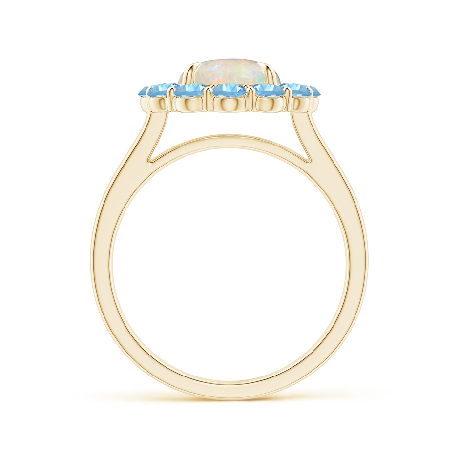 8mm AAAA Opal & Aquamarine Floral Halo Cocktail Ring in Yellow Gold side 199
