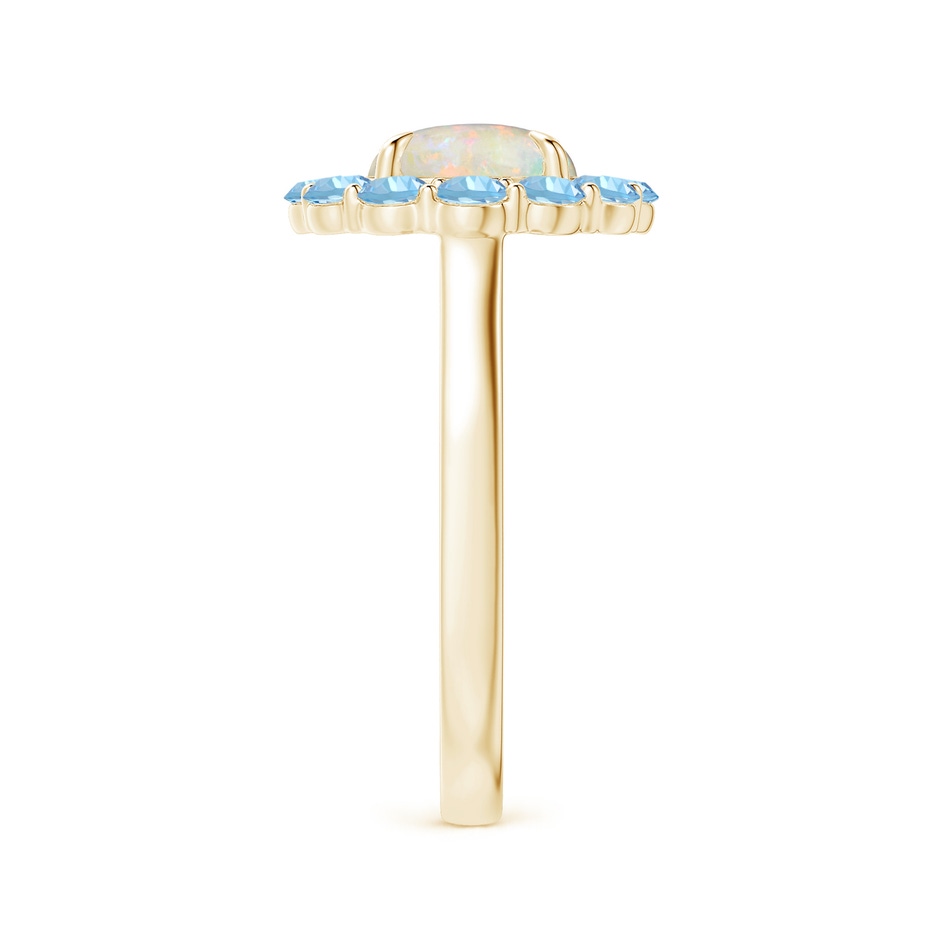 8mm AAAA Opal & Aquamarine Floral Halo Cocktail Ring in Yellow Gold side 299
