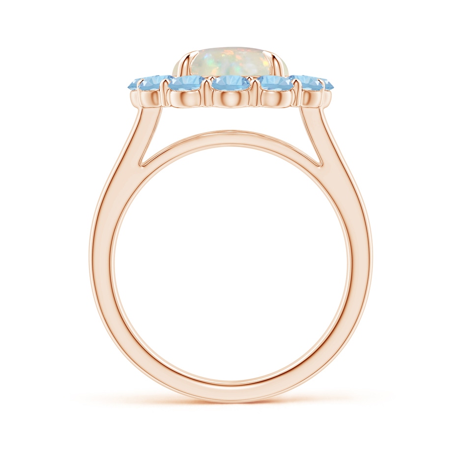 9mm AAA Opal & Aquamarine Floral Halo Cocktail Ring in 18K Rose Gold side 199