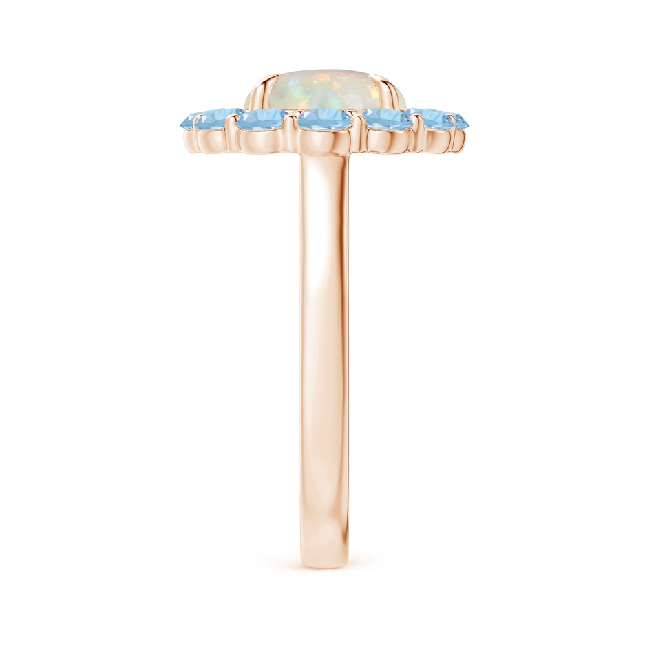 9mm AAA Opal & Aquamarine Floral Halo Cocktail Ring in 18K Rose Gold side 299