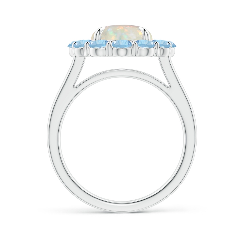 9mm AAA Opal & Aquamarine Floral Halo Cocktail Ring in White Gold - side 199