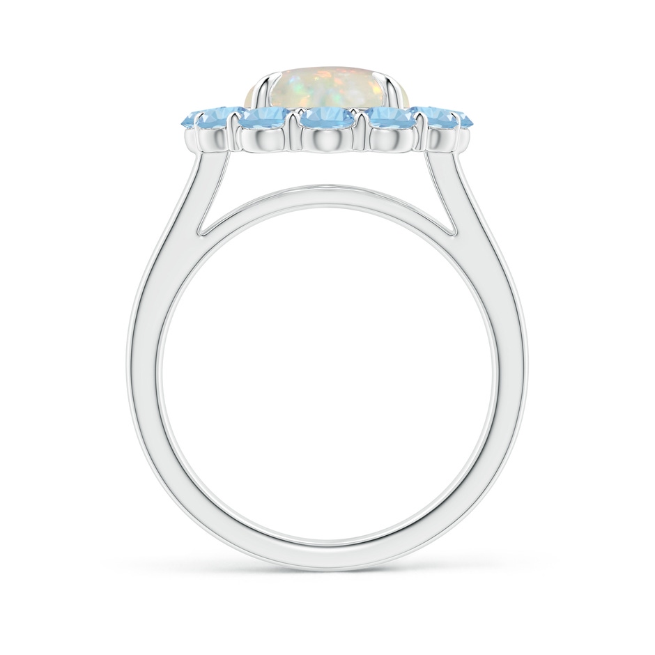 9mm AAA Opal & Aquamarine Floral Halo Cocktail Ring in White Gold side 199