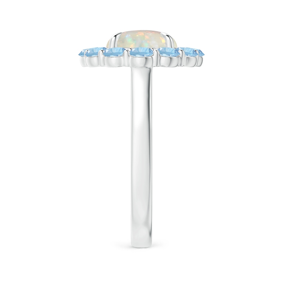 9mm AAA Opal & Aquamarine Floral Halo Cocktail Ring in White Gold side 299