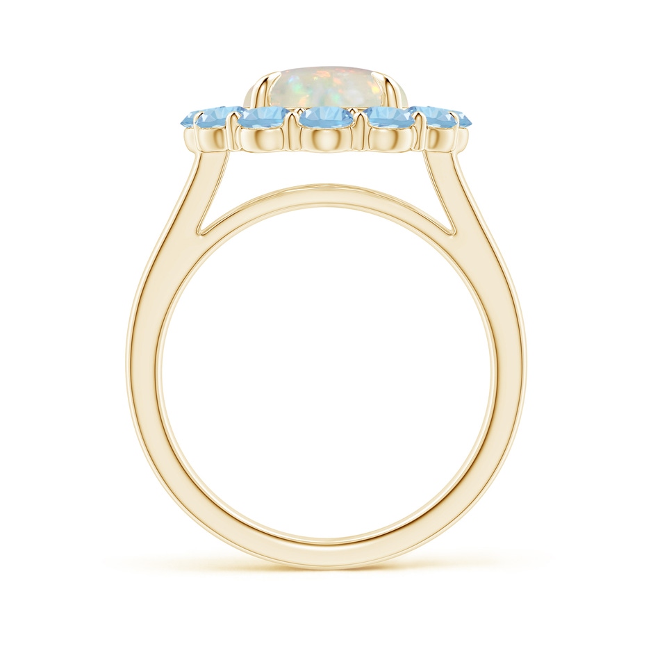 9mm AAA Opal & Aquamarine Floral Halo Cocktail Ring in Yellow Gold side 199