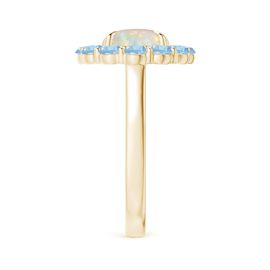 9mm AAA Opal & Aquamarine Floral Halo Cocktail Ring in Yellow Gold side 299