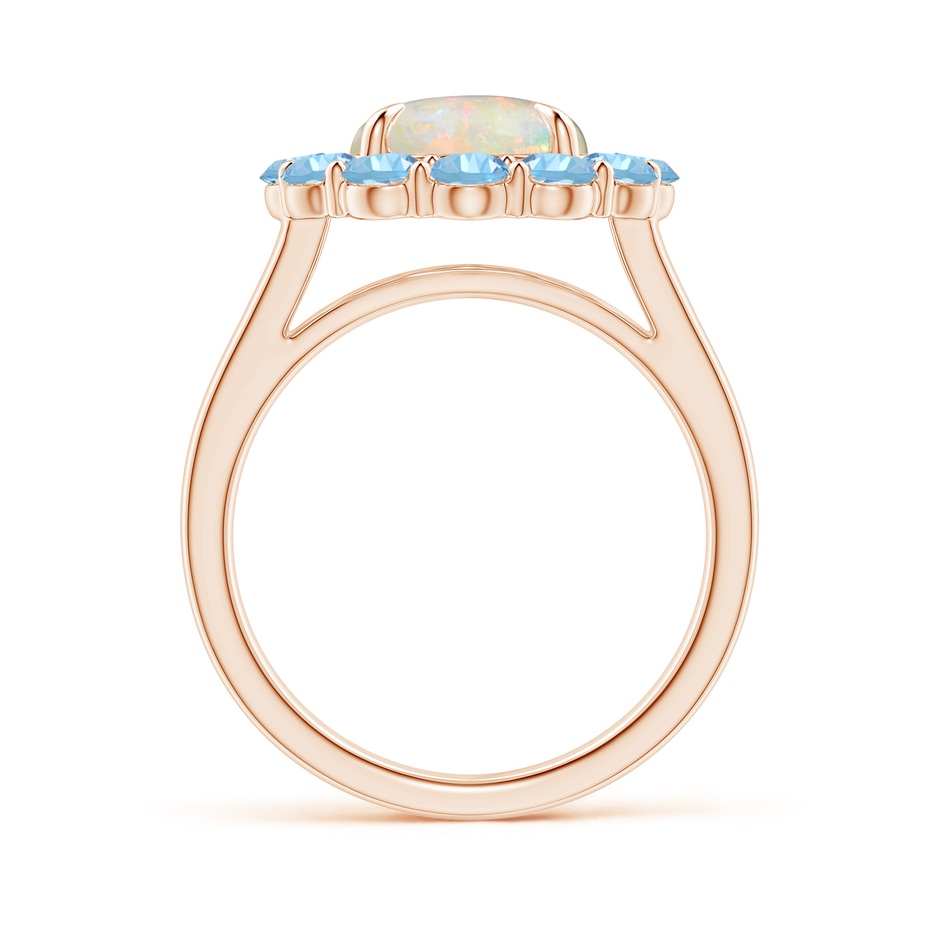9mm AAAA Opal & Aquamarine Floral Halo Cocktail Ring in 18K Rose Gold side 199
