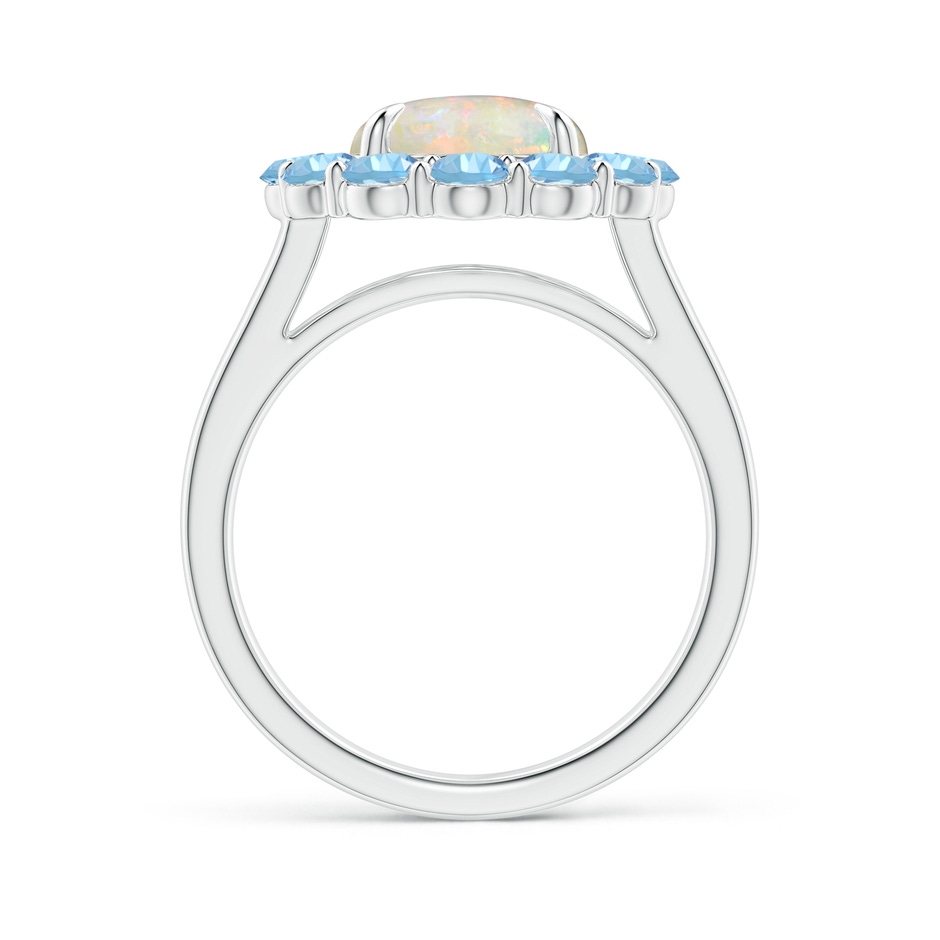 9mm AAAA Opal & Aquamarine Floral Halo Cocktail Ring in White Gold side 1