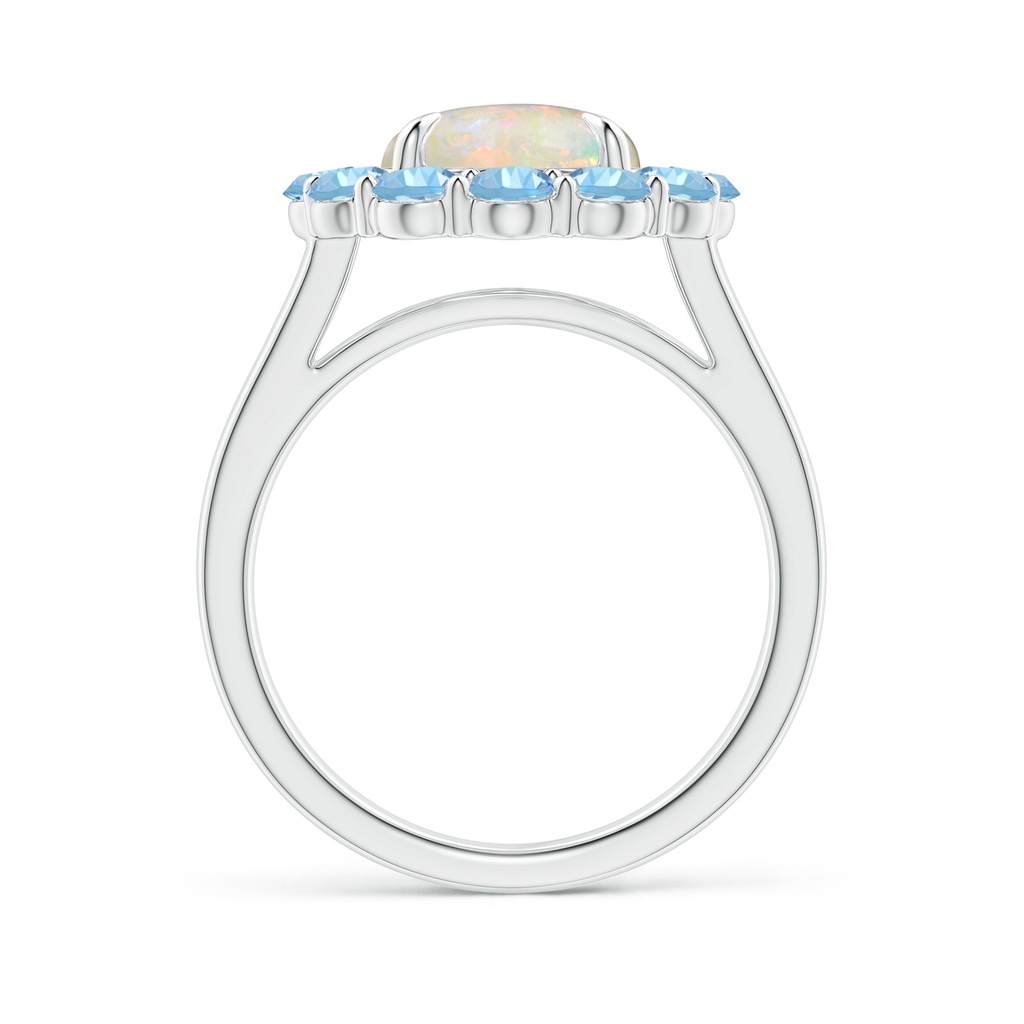 9mm AAAA Opal & Aquamarine Floral Halo Cocktail Ring in White Gold - side 199