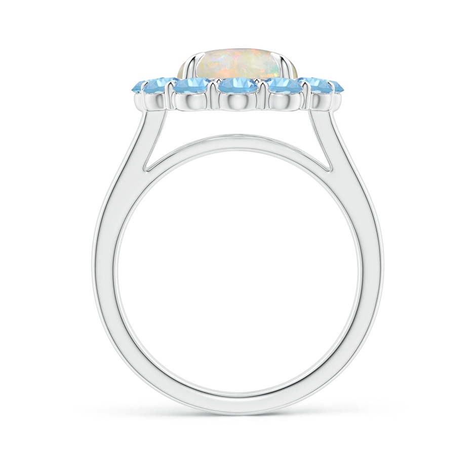 9mm AAAA Opal & Aquamarine Floral Halo Cocktail Ring in White Gold side 199