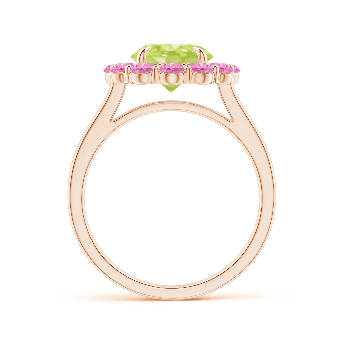 Peridot & Pink Sapphire Floral Halo Cocktail Ring