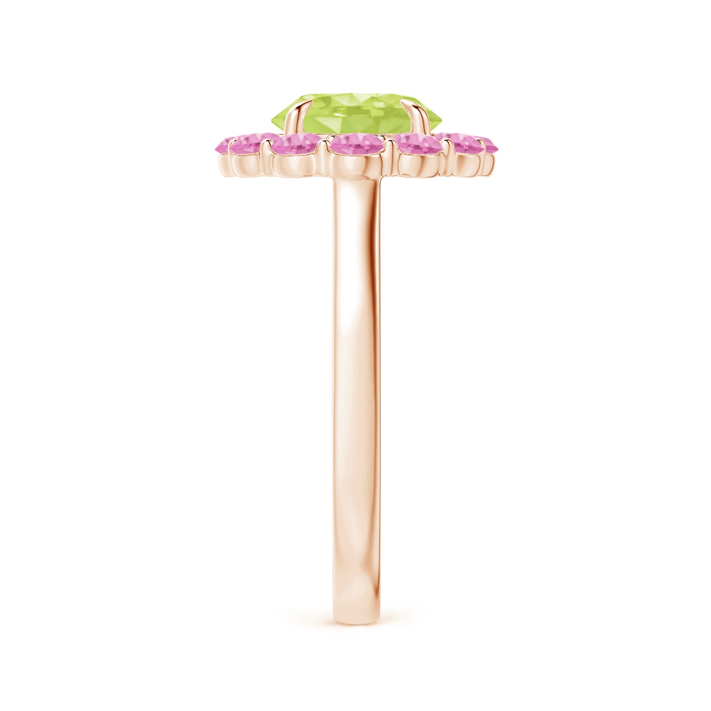 Peridot & Pink Sapphire Floral Halo Cocktail Ring