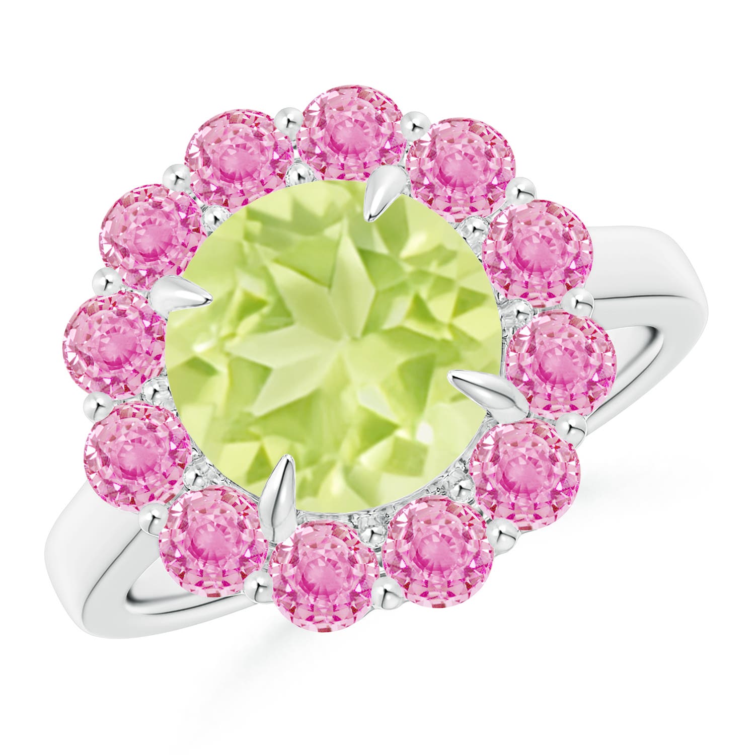 A - Peridot / 4.22 CT / 14 KT White Gold