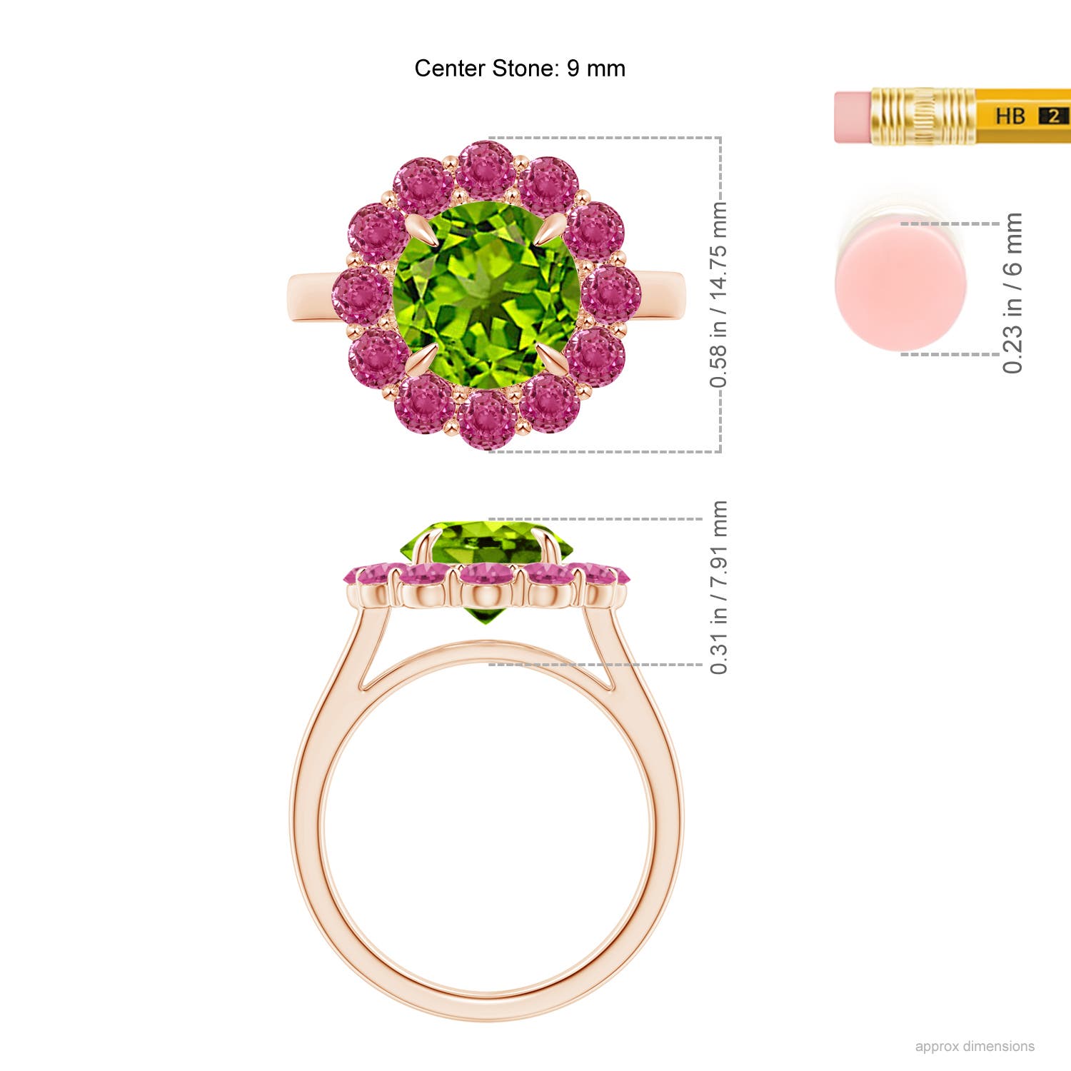 AAAA - Peridot / 4.22 CT / 14 KT Rose Gold