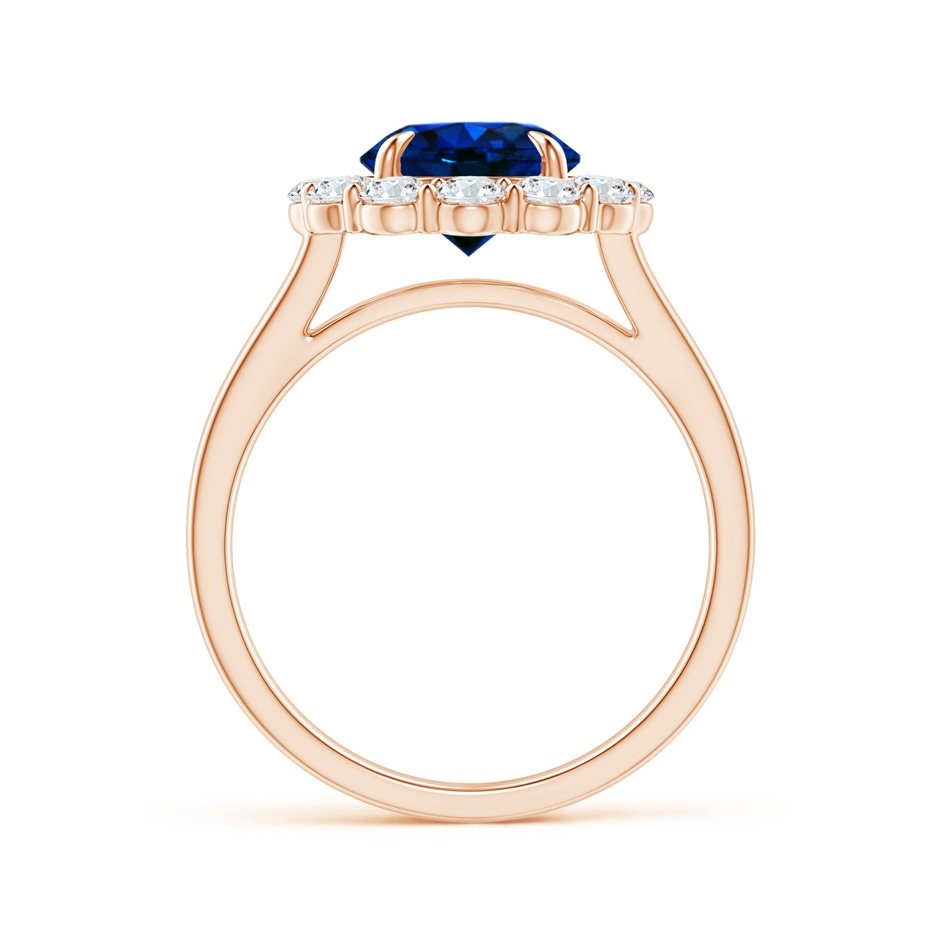 7.51-7.59x5.29mm AAA Vintage Style GIA Certified Blue Sapphire Floral Halo Ring in Rose Gold Side 1