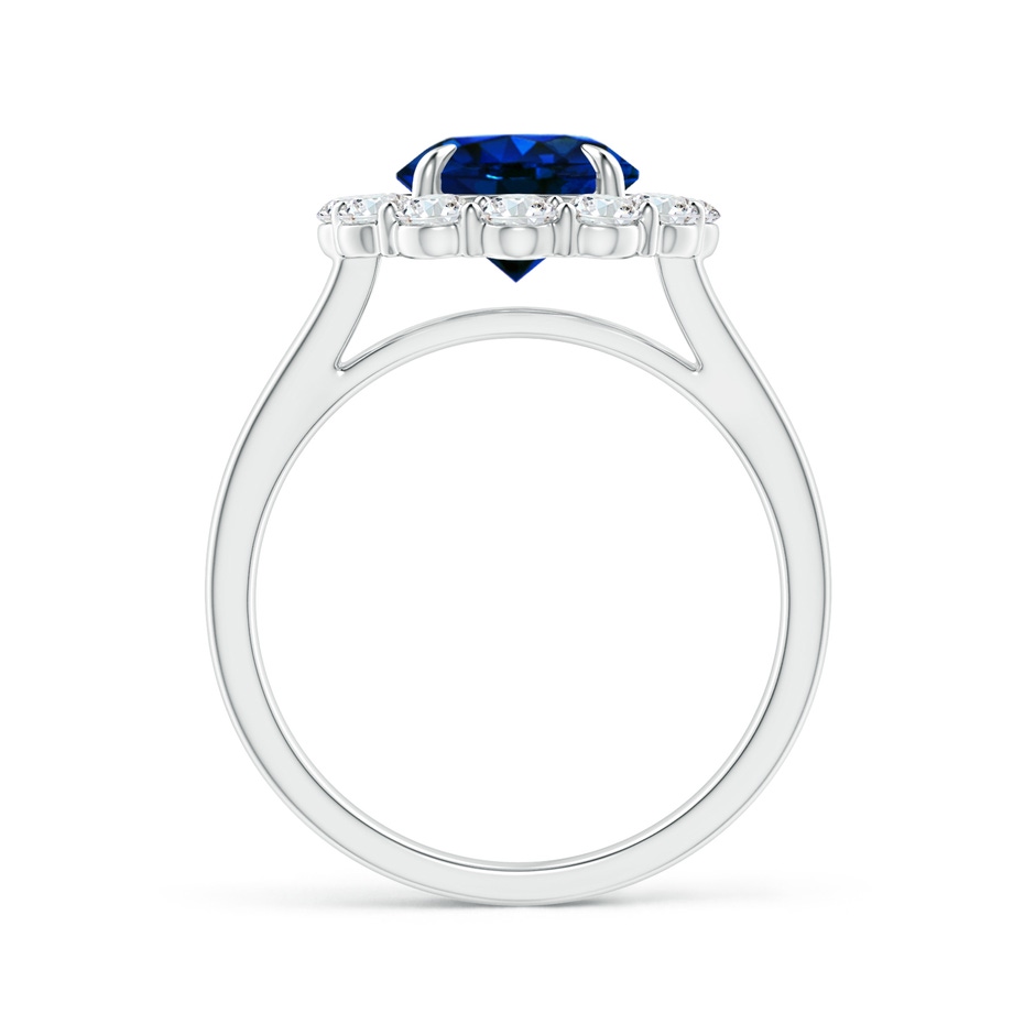 7.51-7.59x5.29mm AAA Vintage Style GIA Certified Blue Sapphire Floral Halo Ring in White Gold Side 1