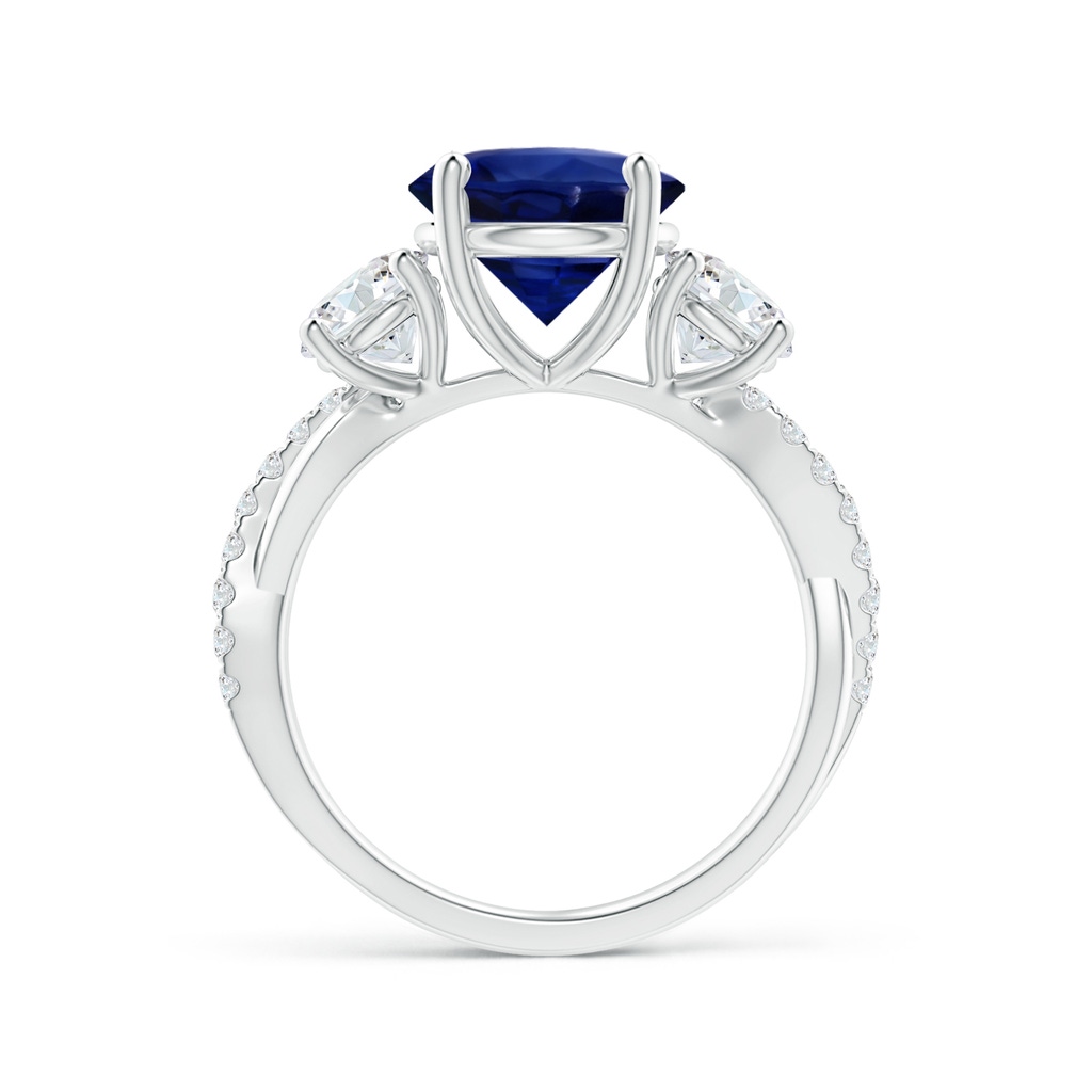 8.74x8.67x6.60mm AAA GIA Certified Blue Sapphire Twisted Shank Ring with Diamonds in 18K White Gold Side-1
