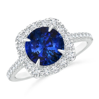 7.86-7.95x5.54mm AAA Classic GIA Certified Sapphire Cushion Halo Ring in White Gold