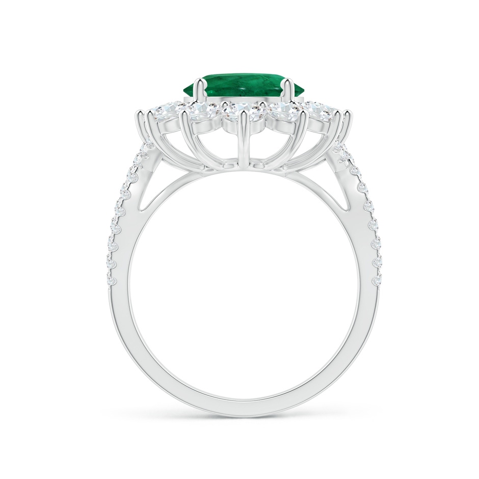 9.10x7.07x4.48mm AA GIA Certified Oval Emerald Split Shank Ring with Floral Halo in White Gold side 199