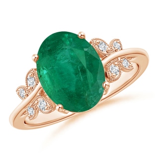 9.61x7.47x5.59mm AA GIA Certified Oval Emerald Butterfly Bypass Ring in 10K Rose Gold