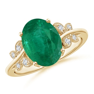 9.61x7.47x5.59mm AA GIA Certified Oval Emerald Butterfly Bypass Ring in 18K Yellow Gold