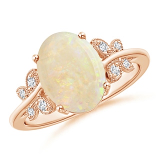 13.86x10.16x4.37mm AAAA GIA Certified Oval Opal Butterfly Bypass Ring in 9K Rose Gold