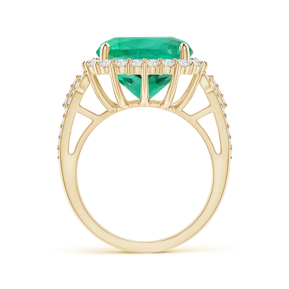 11.75x11.71x8.53mm AA GIA Certified Cushion Columbian Emerald Split Shank Halo Ring in 10K Yellow Gold side 199