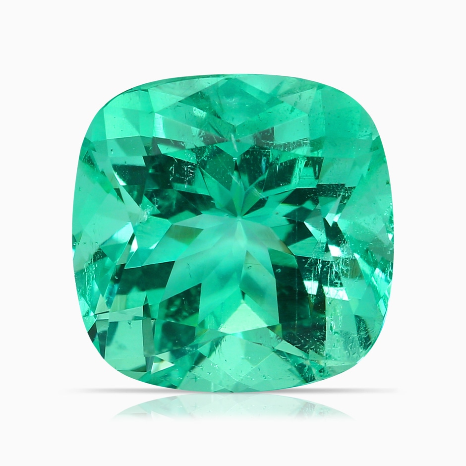 11.75x11.71x8.53mm AA GIA Certified Cushion Columbian Emerald Split Shank Halo Ring in 10K Yellow Gold side 599