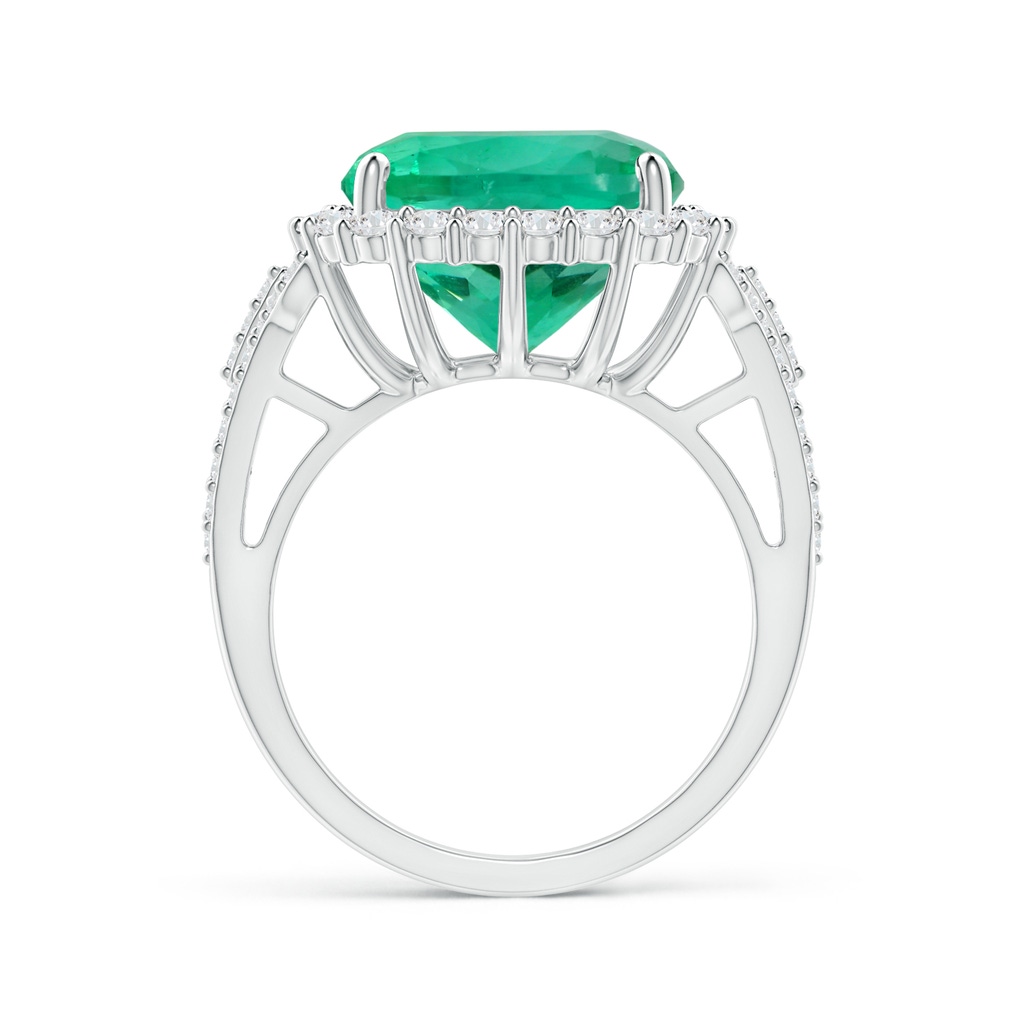 11.75x11.71x8.53mm AA GIA Certified Cushion Columbian Emerald Split Shank Halo Ring in 18K White Gold - side 199