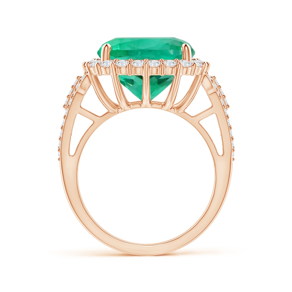 11.75x11.71x8.53mm AA GIA Certified Cushion Columbian Emerald Split Shank Halo Ring in Rose Gold - side 199
