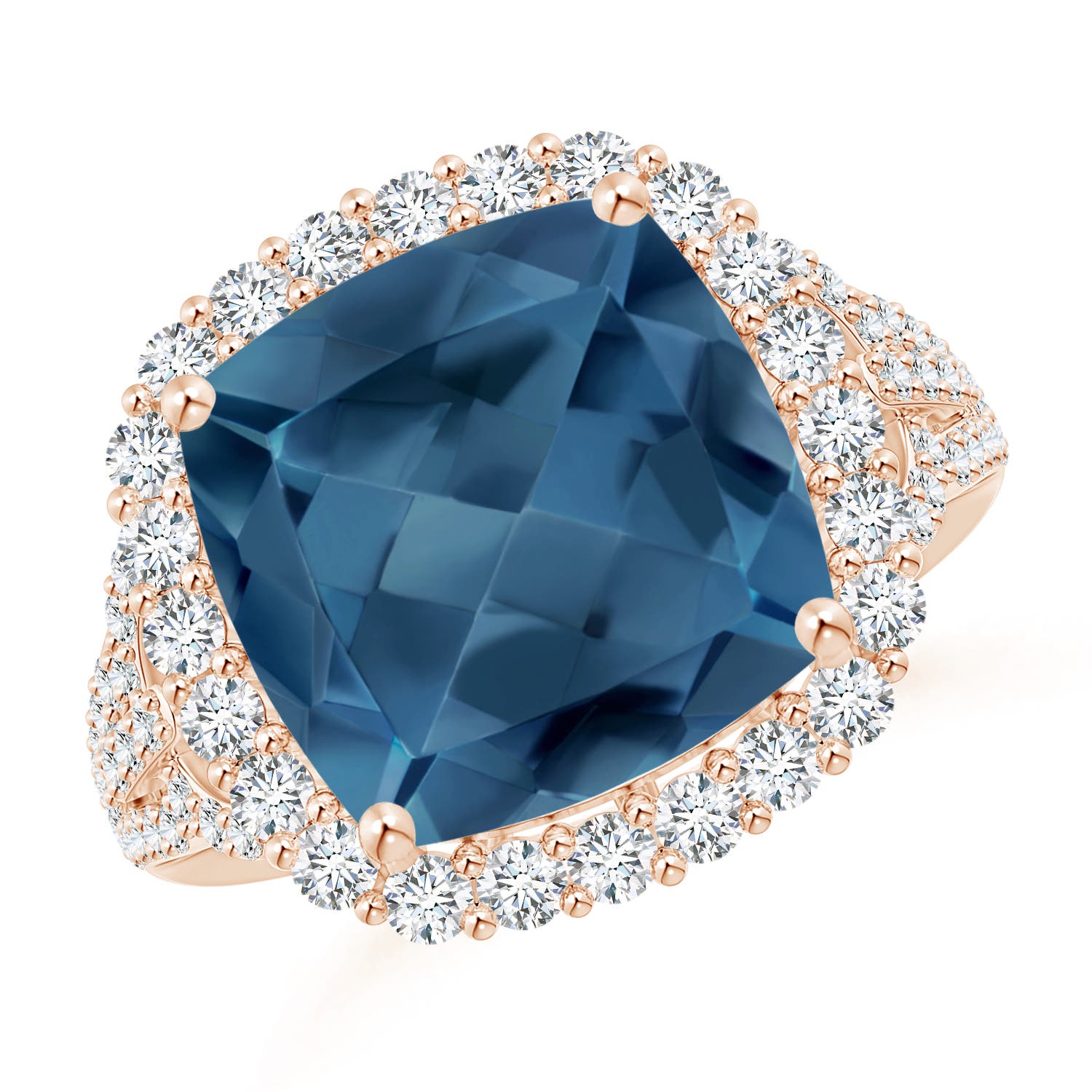 A - London Blue Topaz / 8.92 CT / 14 KT Rose Gold