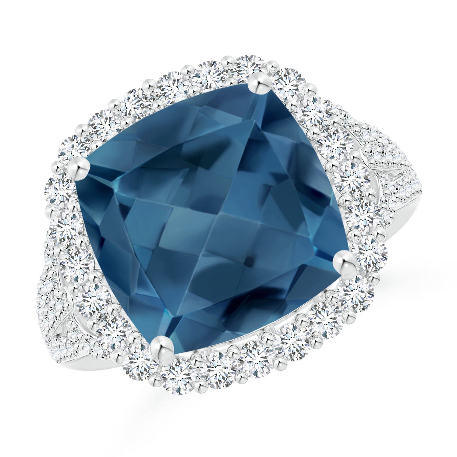 A - London Blue Topaz / 8.92 CT / 14 KT White Gold