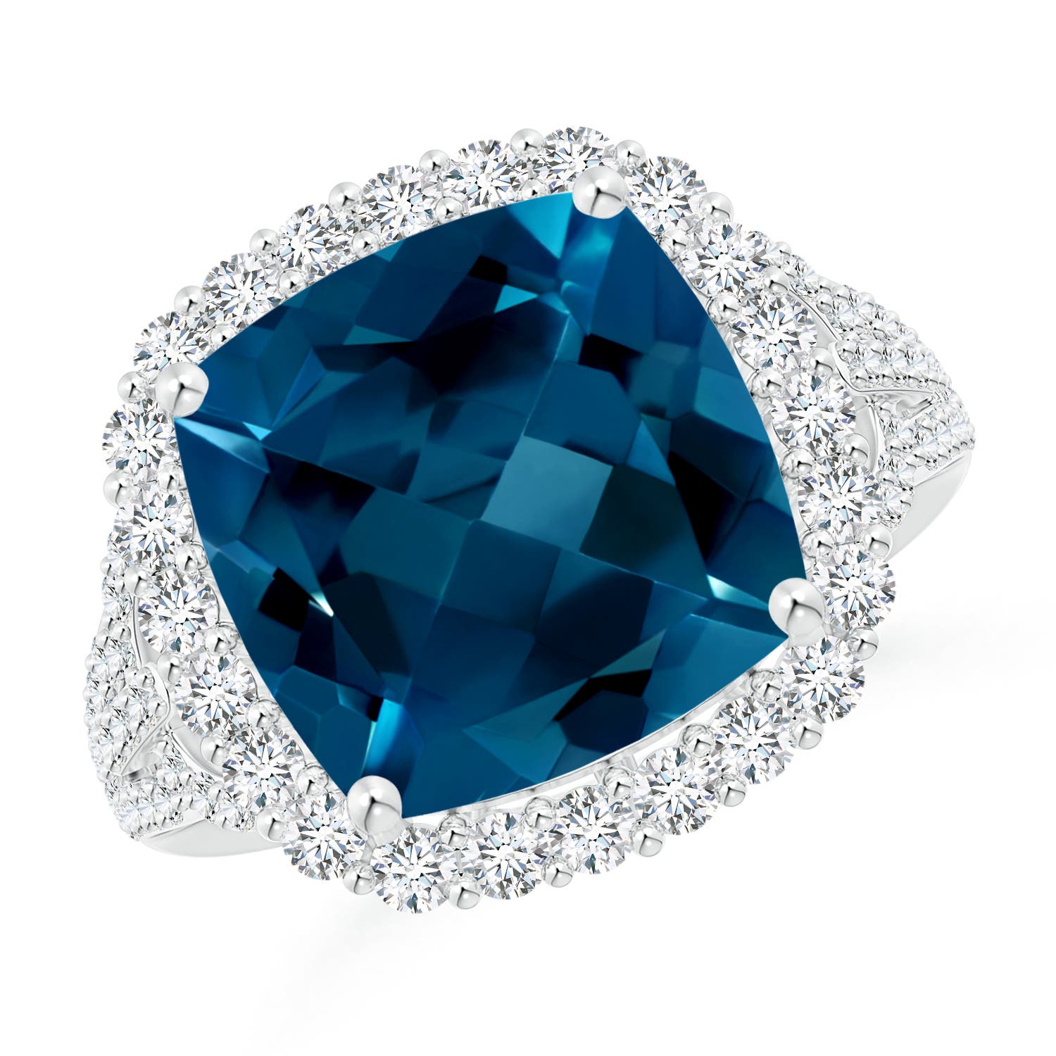 AAAA - London Blue Topaz / 8.92 CT / 14 KT White Gold