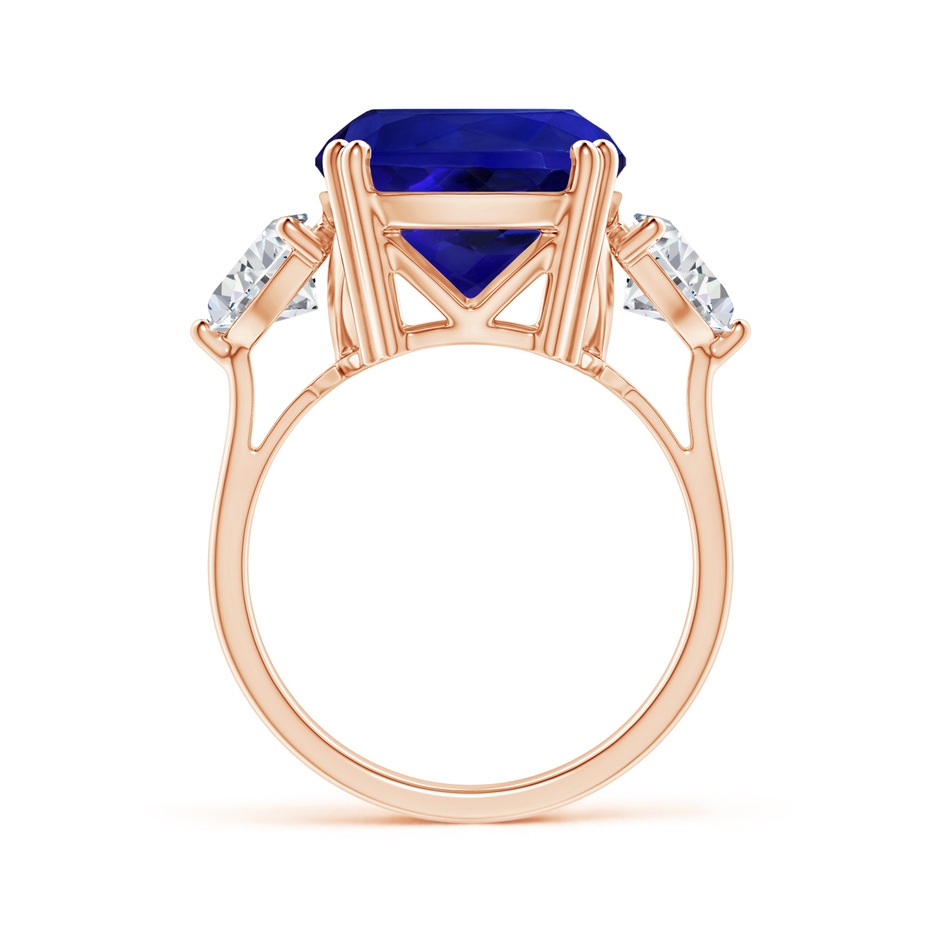 16.50x11.64x8.75mm AAAA GIA Certified Cushion Tanzanite Ring with Trillion Diamonds in 18K Rose Gold side-1