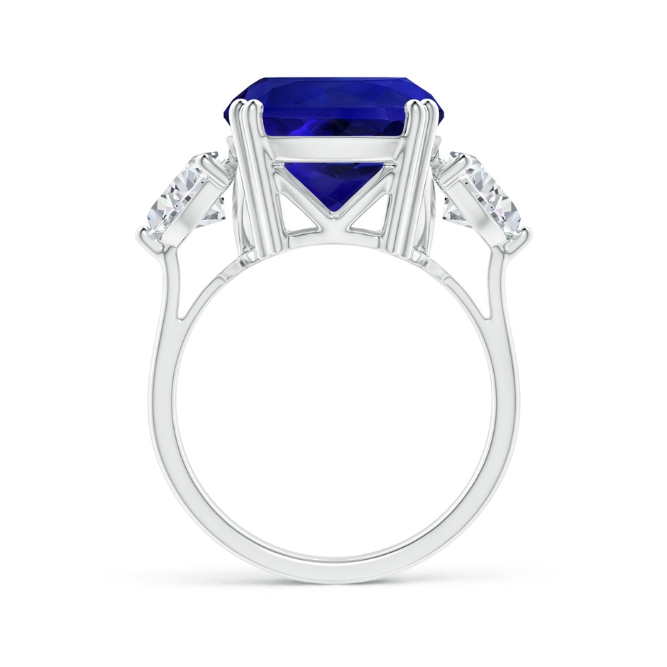 16.50x11.64x8.75mm AAAA GIA Certified Cushion Tanzanite Ring with Trillion Diamonds in 18K White Gold side-1