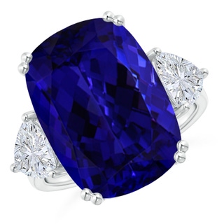 16.50x11.64x8.75mm AAAA GIA Certified Cushion Tanzanite Ring with Trillion Diamonds in P950 Platinum