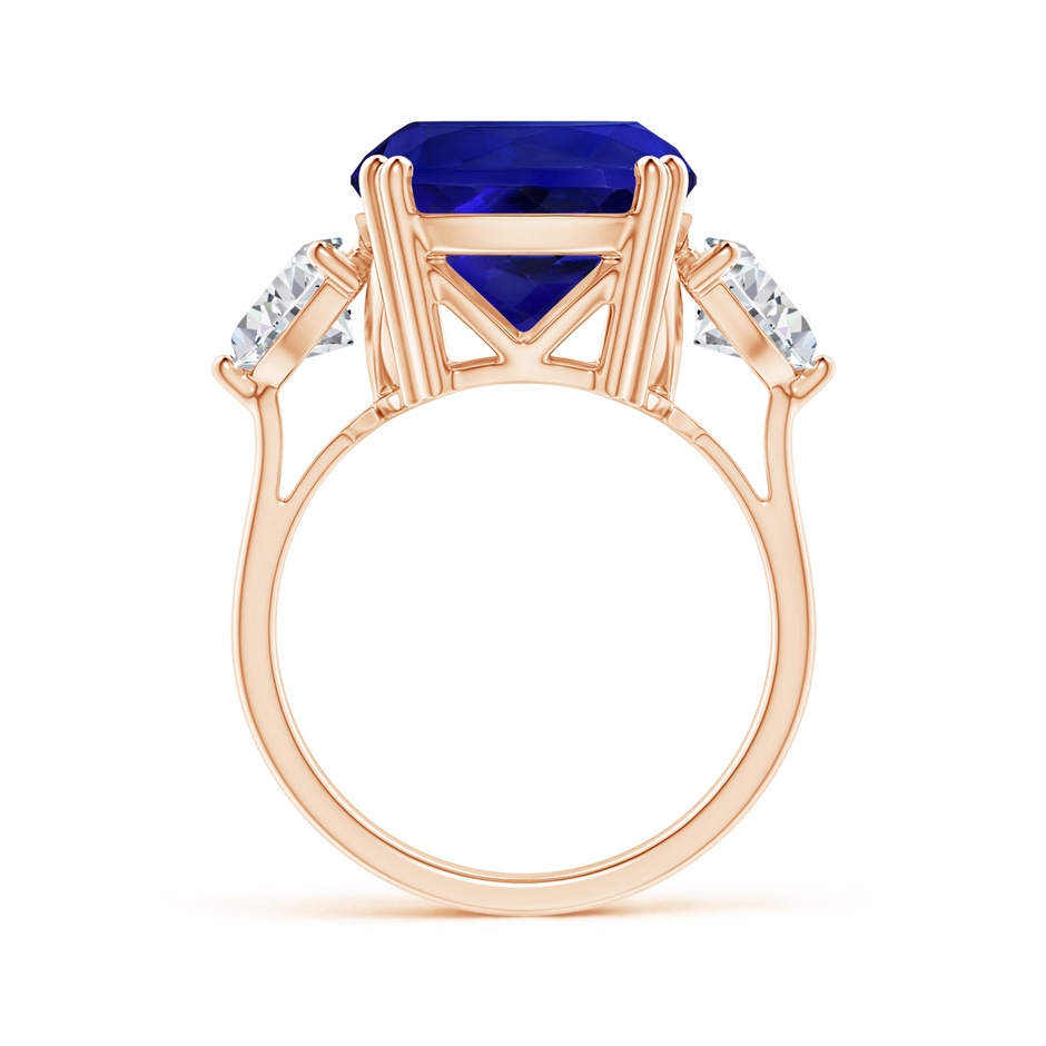 16.50x11.64x8.75mm AAAA GIA Certified Cushion Tanzanite Ring with Trillion Diamonds in Rose Gold side-1