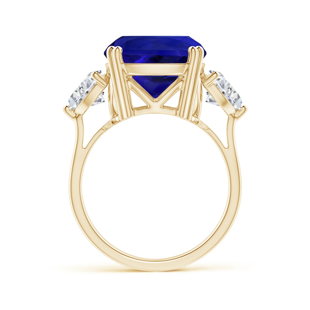 16.50x11.64x8.75mm AAAA GIA Certified Cushion Tanzanite Ring with Trillion Diamonds in Yellow Gold - side_1