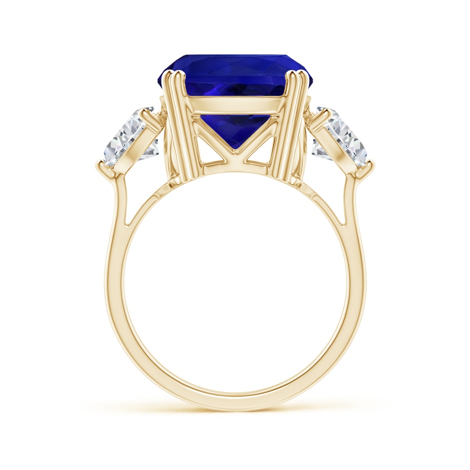 16.50x11.64x8.75mm AAAA GIA Certified Cushion Tanzanite Ring with Trillion Diamonds in Yellow Gold side-1