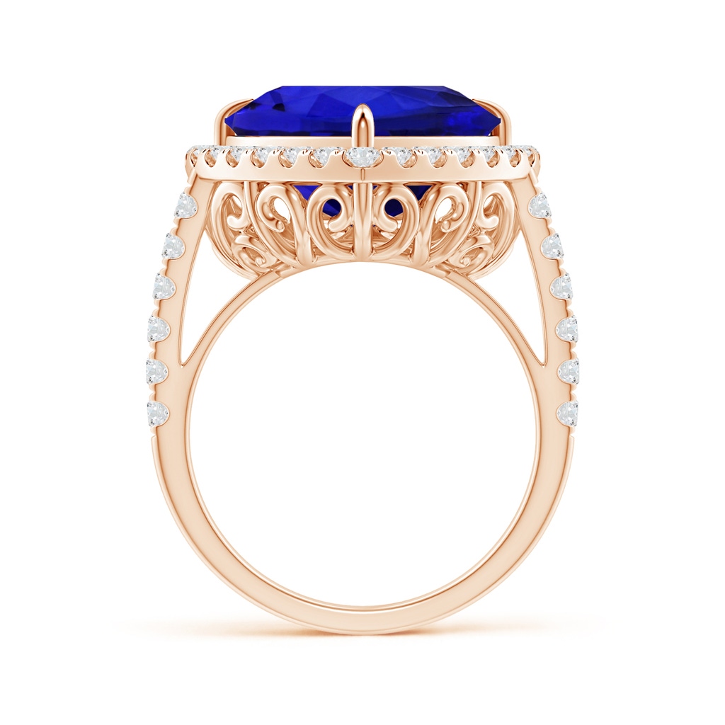 12.59x12.63x8.65mm AAAA GIA Certified Heart-Shaped Tanzanite Ring with Diamond Halo in Rose Gold Side-1