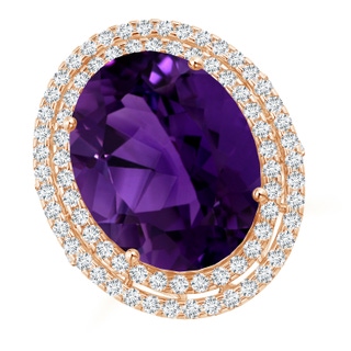 18.26x13.16x9.75mm AA GIA Certified Amethyst Double Halo Cocktail Ring in 10K Rose Gold
