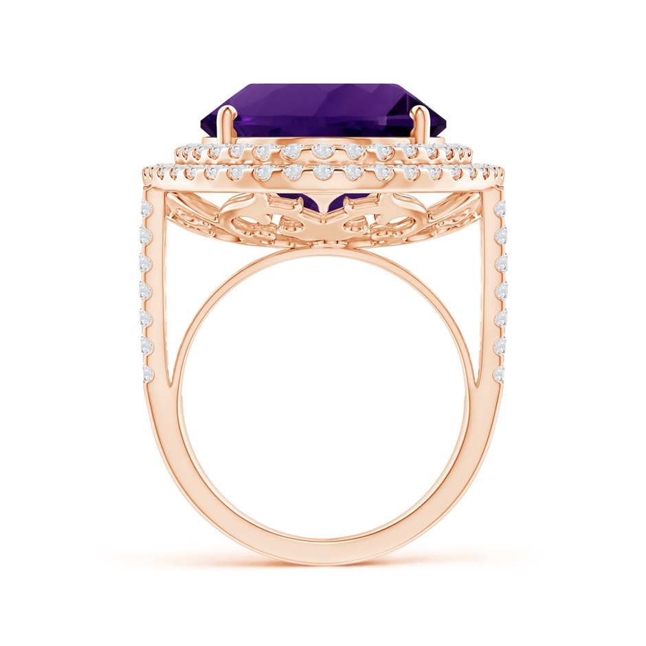 18.26x13.16x9.75mm AA GIA Certified Amethyst Double Halo Cocktail Ring in 18K Rose Gold side 199