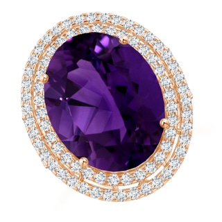 18.26x13.16x9.75mm AA GIA Certified Amethyst Double Halo Cocktail Ring in 9K Rose Gold